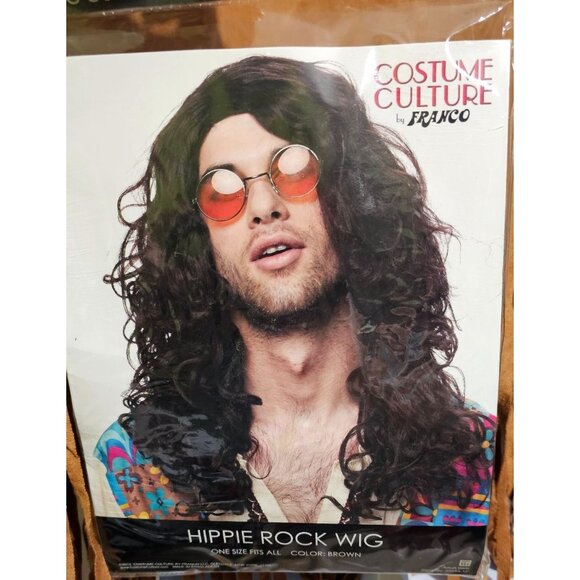 Hippie Costume Groovy 60s 70s Sunglasses Vest Hippy Wig Psychedelic Headband Men - Picture 4 of 7
